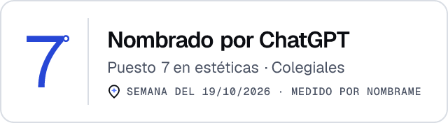Nombrado por ChatGPT · Puesto 7 en estéticas de Colegiales · Medido por Nombrame