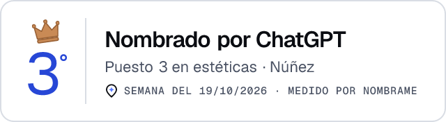 Nombrado por ChatGPT · Puesto 3 en estéticas de Núñez · Medido por Nombrame