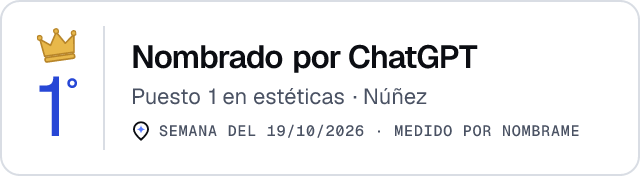Nombrado por ChatGPT · Puesto 1 en estéticas de Núñez · Medido por Nombrame