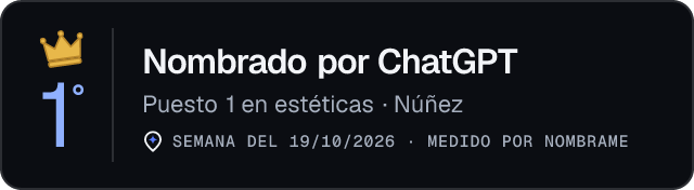 Nombrado por ChatGPT · Puesto 1 en estéticas de Núñez · Medido por Nombrame