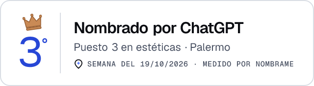 Nombrado por ChatGPT · Puesto 3 en estéticas de Palermo · Medido por Nombrame