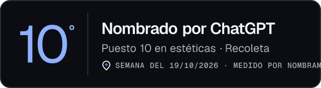 Nombrado por ChatGPT · Puesto 10 en estéticas de Recoleta · Medido por Nombrame