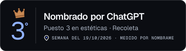 Nombrado por ChatGPT · Puesto 3 en estéticas de Recoleta · Medido por Nombrame