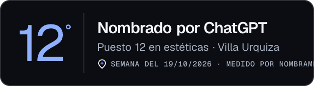Nombrado por ChatGPT · Puesto 12 en estéticas de Villa Urquiza · Medido por Nombrame