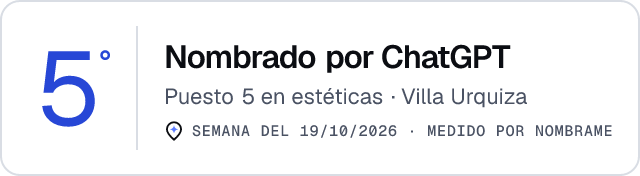 Nombrado por ChatGPT · Puesto 5 en estéticas de Villa Urquiza · Medido por Nombrame