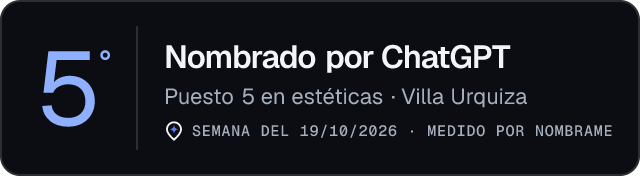 Nombrado por ChatGPT · Puesto 5 en estéticas de Villa Urquiza · Medido por Nombrame