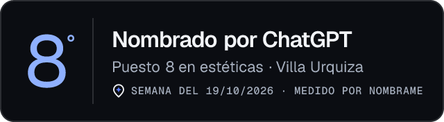 Nombrado por ChatGPT · Puesto 8 en estéticas de Villa Urquiza · Medido por Nombrame